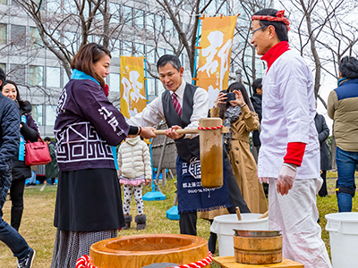 屋上庭園 もちつきイベント