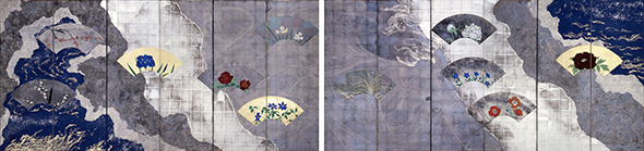 加山又造《華扇屏風》1966（昭和41）年　絹本・彩色　山種美術館