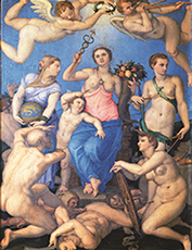 アーニョロ・ブロンヅィーノ 《公共の幸福の寓意》1565-70年　油彩、錫板　ウフィツィ美術館　FOTO:S.S.P.S.A.E e per il Polo Museale della citta di Firenze - Gabinetto Fotografico