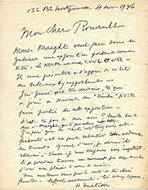 マティスからルオーへの手紙　1946年11月4日　ジョルジュ・ルオー財団、パリ
