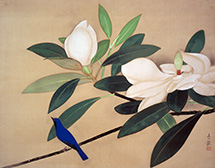 小林古径《白華小禽》1935(昭和10)年　絹本・彩色　山種美術館