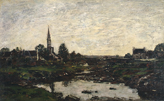 ウジェーヌ・ブーダン《ブルターニュの村》1870年