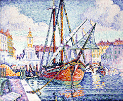 ポール・シニャック《オレンジを積んだ船、マルセイユ》1923年