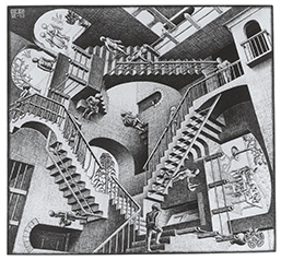 《相対性》 1953年 All M.C. Escher works copyright © The M.C. Escher Company B.V. - Baarn-Holland.  All rights reserved. www.mcescher.com
