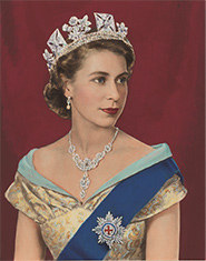 sGUxX2t Queen Elizabeth II by Dorothy Wilding, hand-coloured by Beatrice Johnson (1952j©William Hustler and Georgina Hustler / National Portrait Gallery