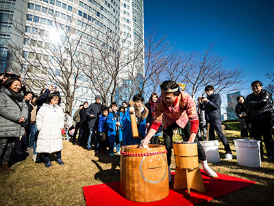 屋上庭園もちつきイベント